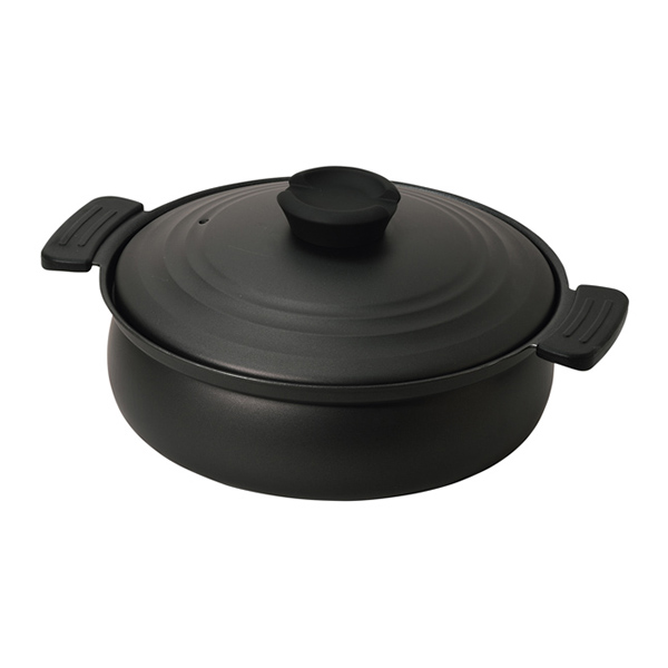 IH対応 軽量土鍋風卓上鍋 ブラック 24cm